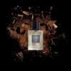 A Bottle of Java Fragrance with Chocolate Background