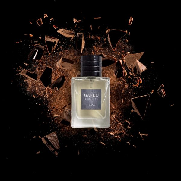 A Bottle of Java Fragrance with Chocolate Background